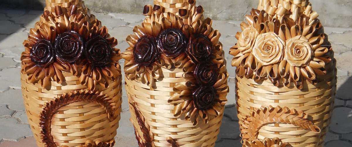 вази плетені зі шпону міньковська